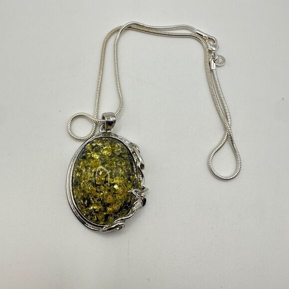 Monster Amber composite pendant, silver plated metal w/ 16", thick snake chain! - Picture 11 of 15